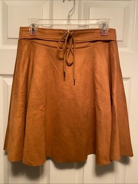 Diashiny Light Brown Faux Suede A-Line Skirt …size L